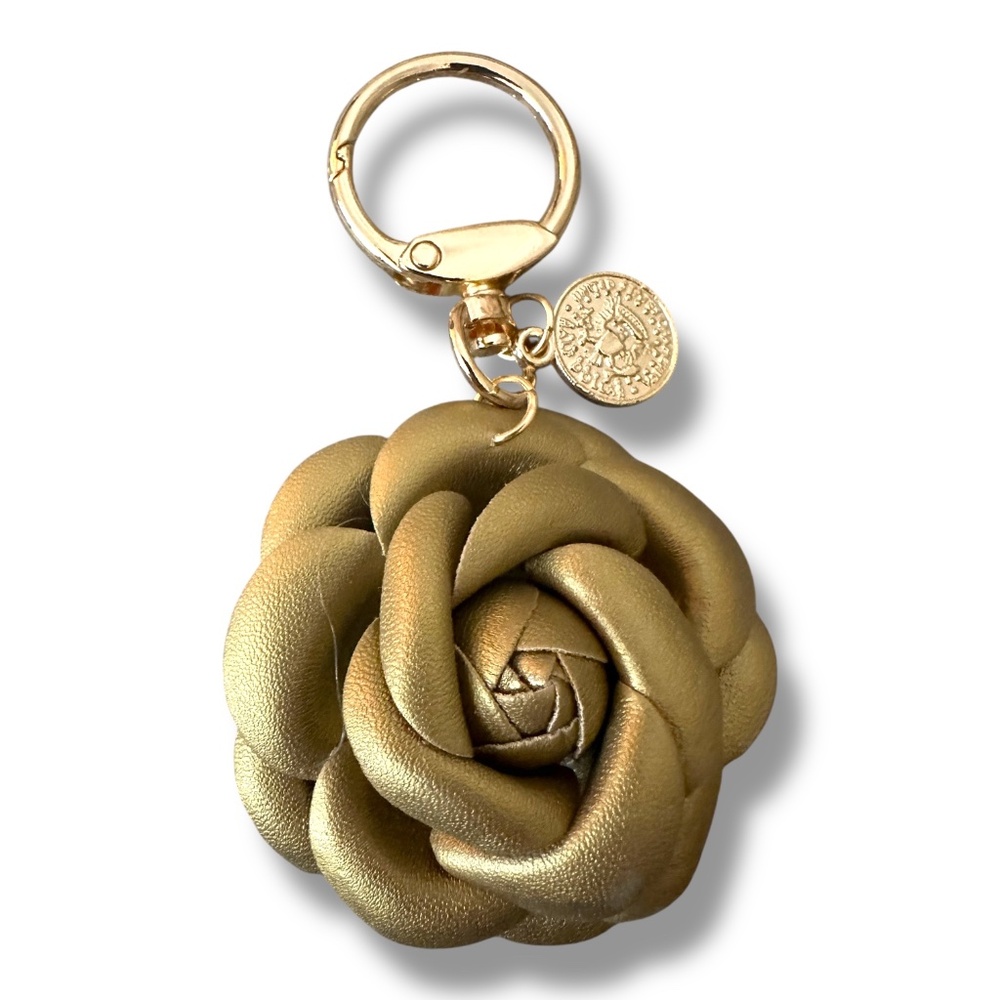 Elegant Rose Bag Charm Handcrafted from Waikiki New Made From PVC Leather .